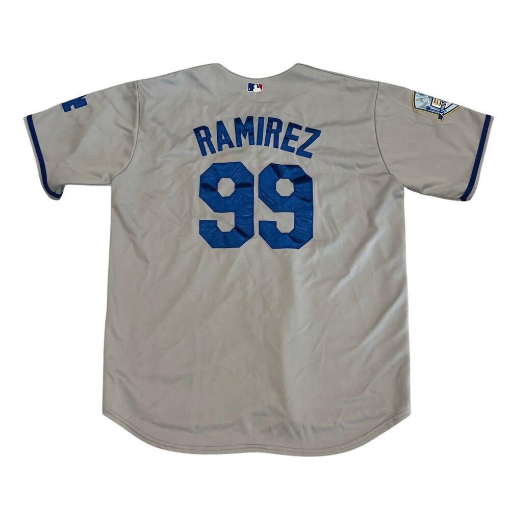 Majestic Manny Ramirez LA Dodgers #99 Gray Road Jersey Size 54 50th Anniv 2008 - Picture 2 of 11